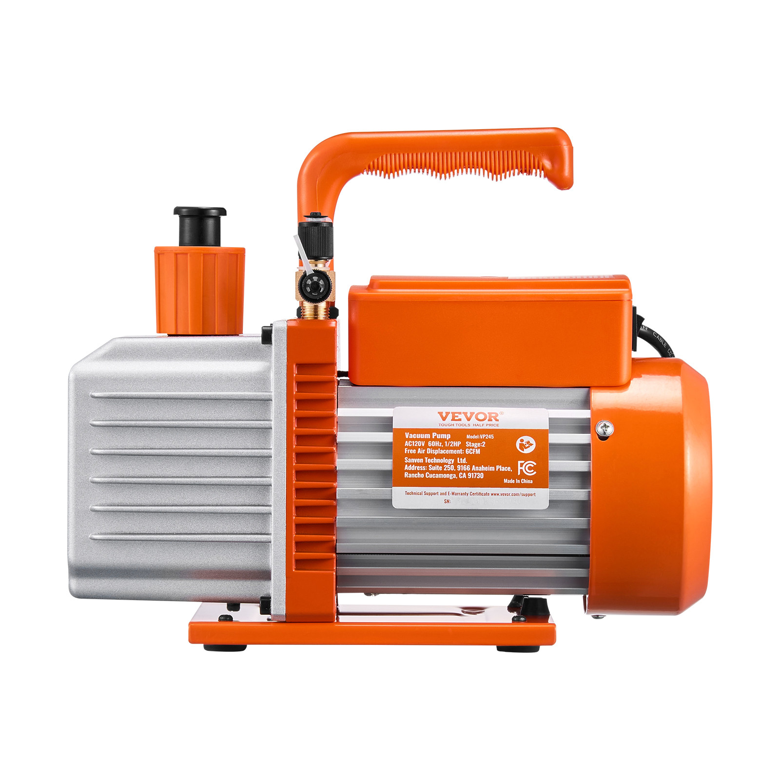 VEVOR Vacuum Pump 6 CFM HVAC 2 Stage Rotary Vane Vacuum Pump Oil Included