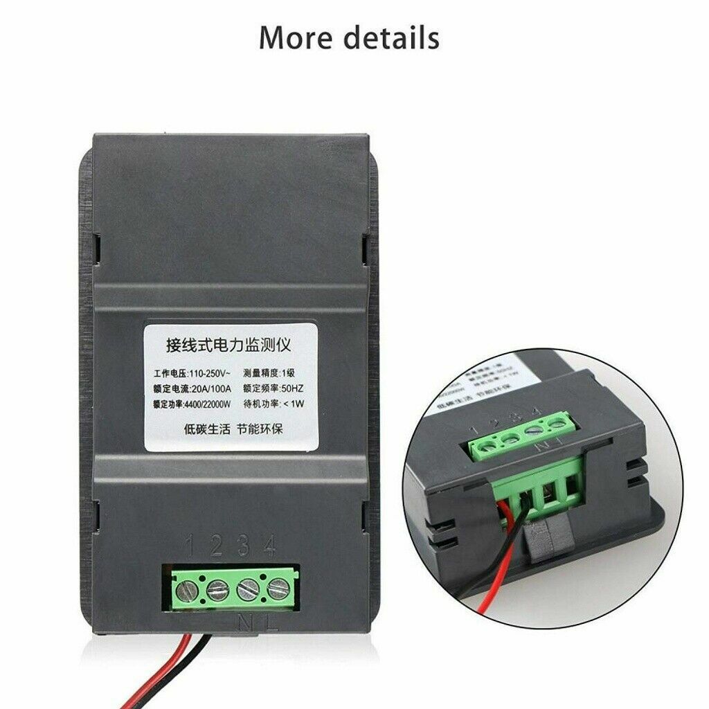 100A AC LCD Digital Volt Watt Power Voltage Meter Monitor KWh Voltmeter Ammeter