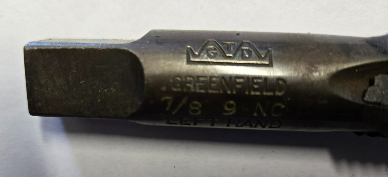 Made in USA Tap Tool 7/8″ – 9 Greenfield LEFT NC Made in USA!