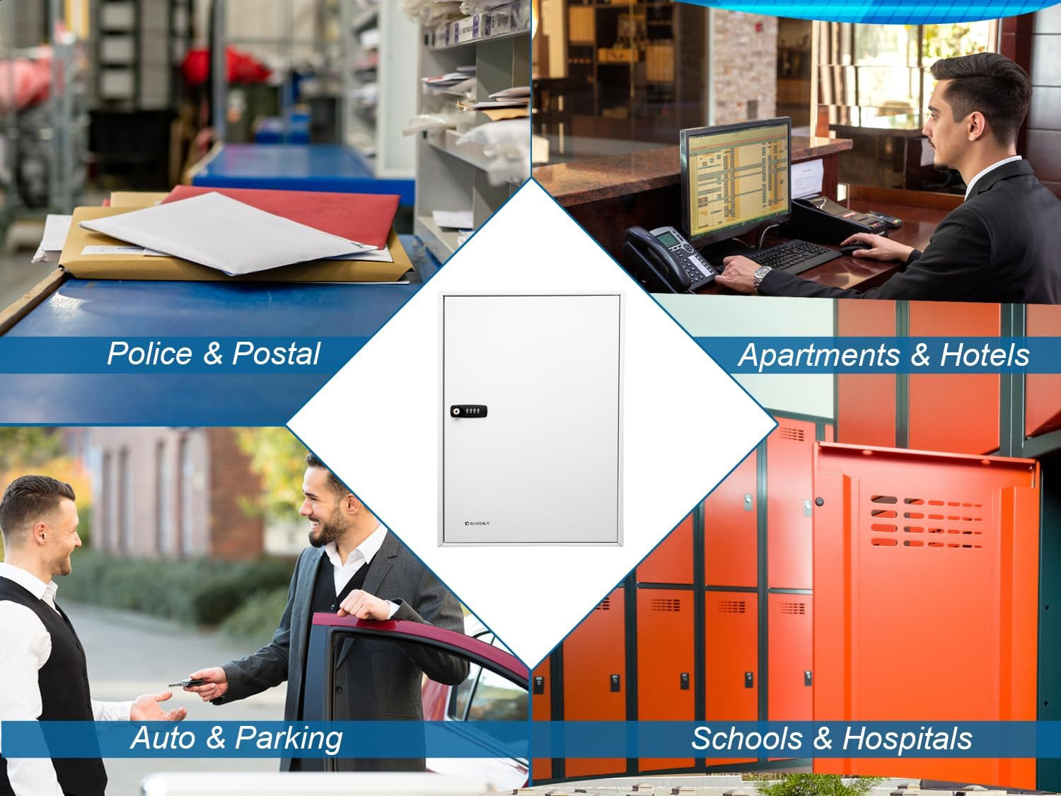 100 Position Combination Key Lock Box – Wall Mount Steel Key Cabinet with Adjust