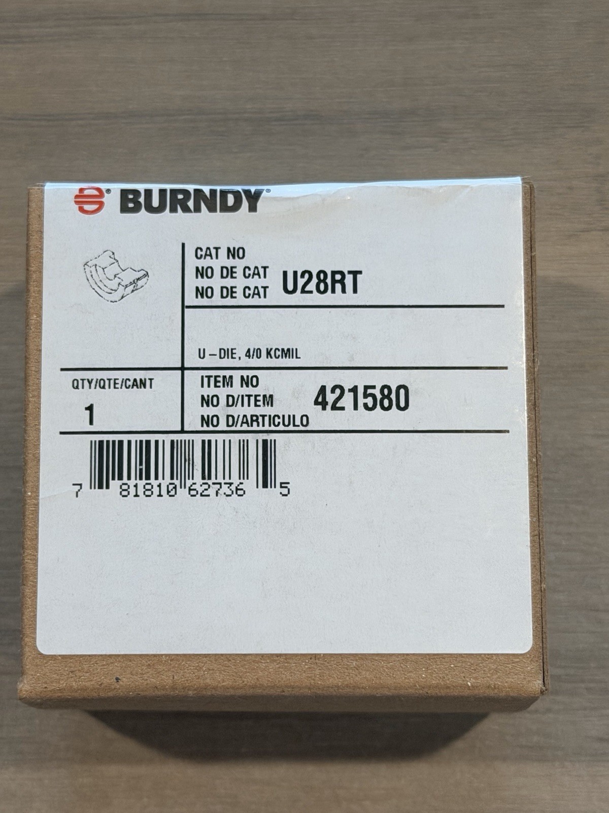 Burndy U28RT Stainless Steel U Die, Index 15, Purple 4/0