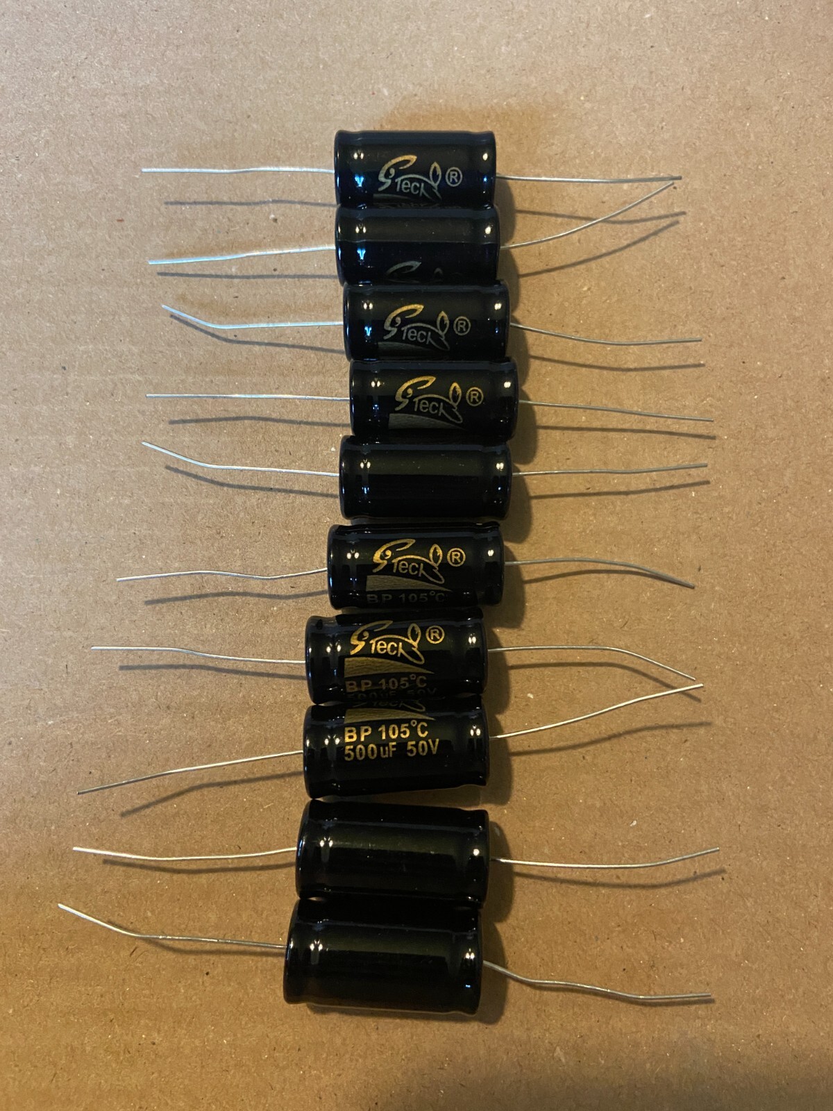 10pc Electrolytic Capacitor Axial BIPOLAR 2000hr 105℃ 500uF 50V 16×32 Supertech