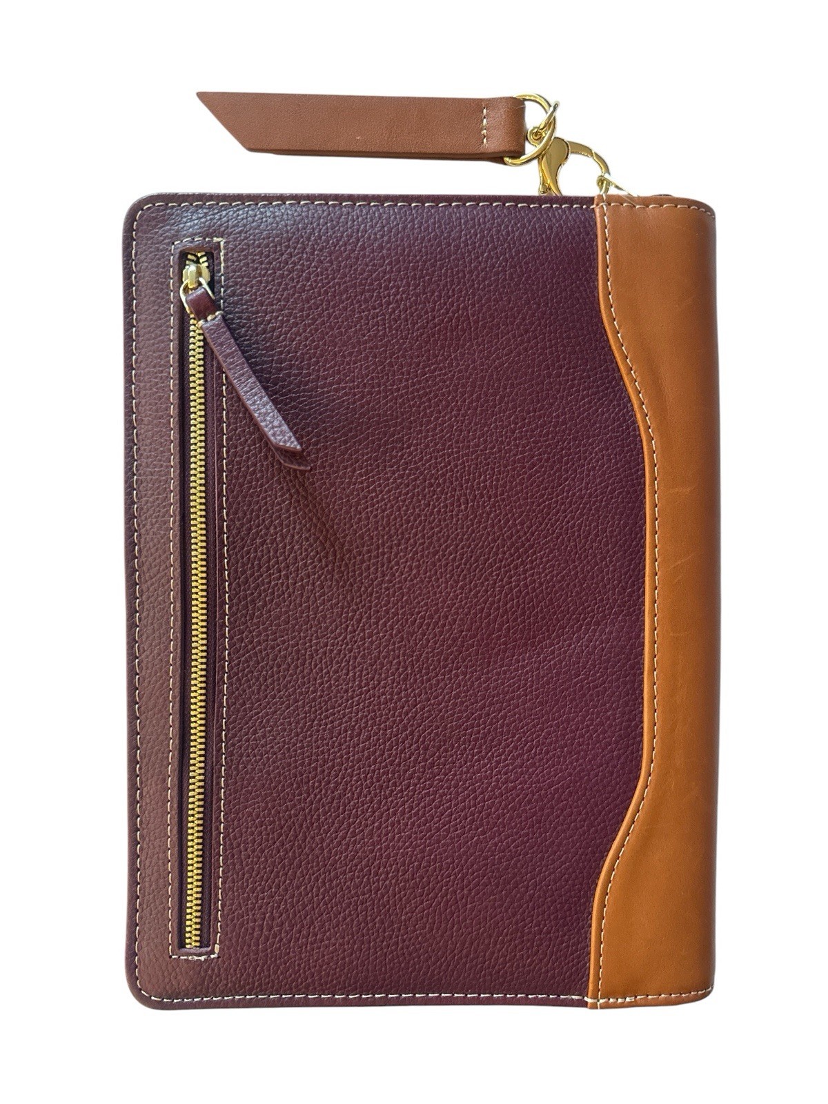 Franklin Quest Planner Binder Burgundy Brown Verona Leather Zip Around No Ring