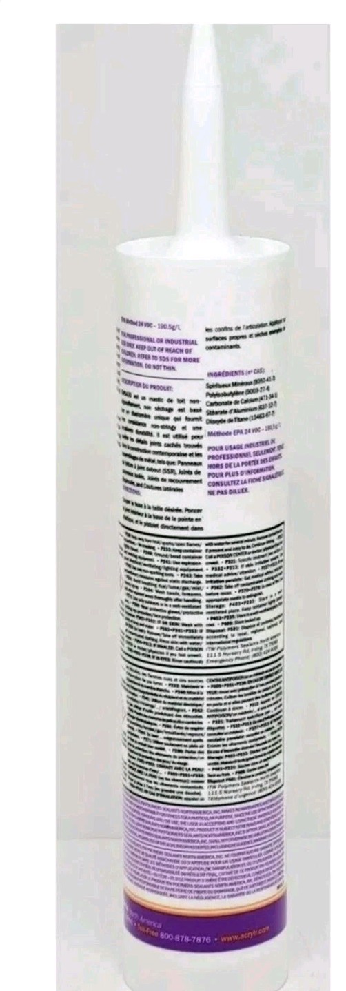 ACRYL-R SM5430 CAULK 10.1 OZ WHITE INDUSTRIAL NON-SKINNING ROOF SEALANT