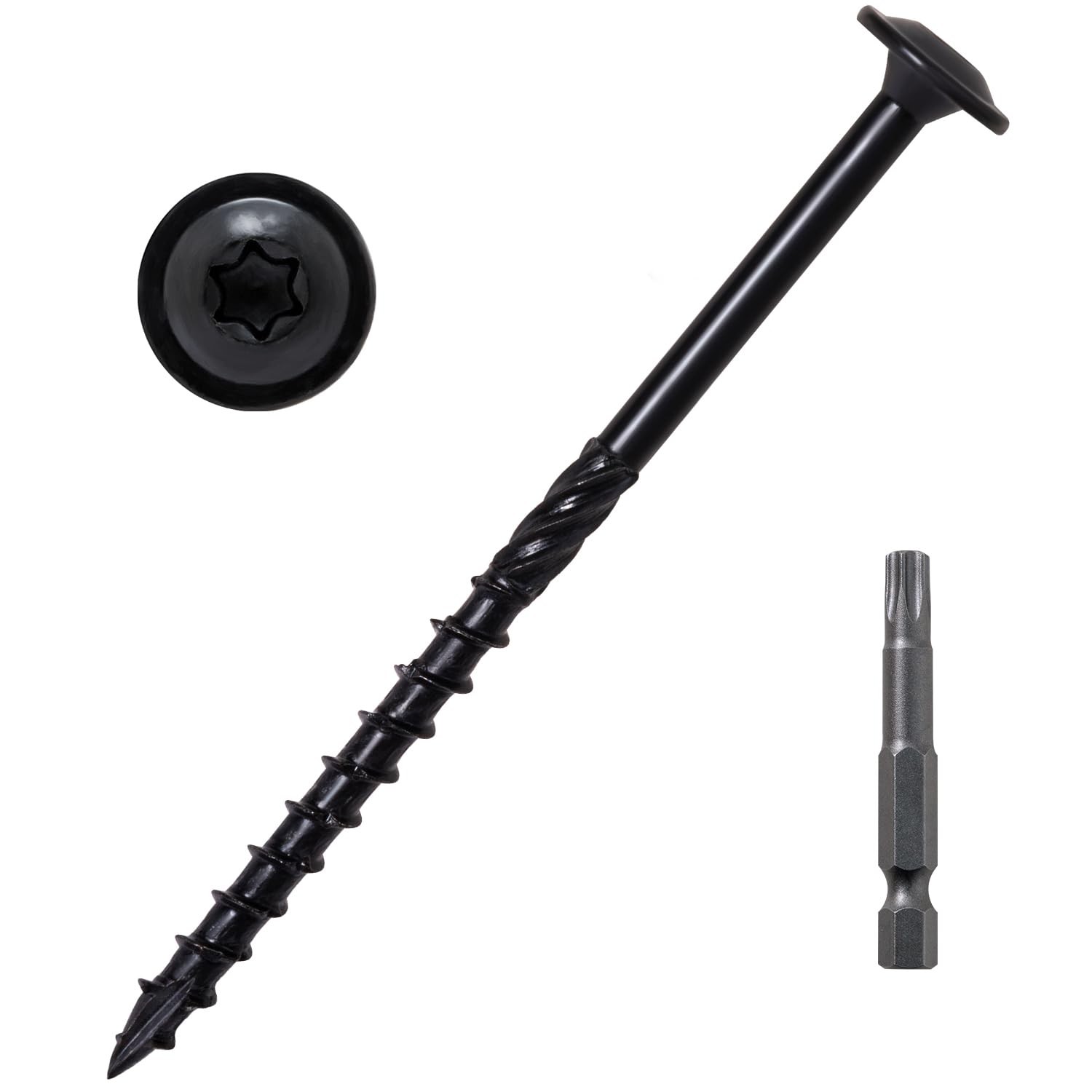 #14×4″ Lag Screws 50pcs Torx Drive Structural Wood Timber Screws w/ T30 Star Bit