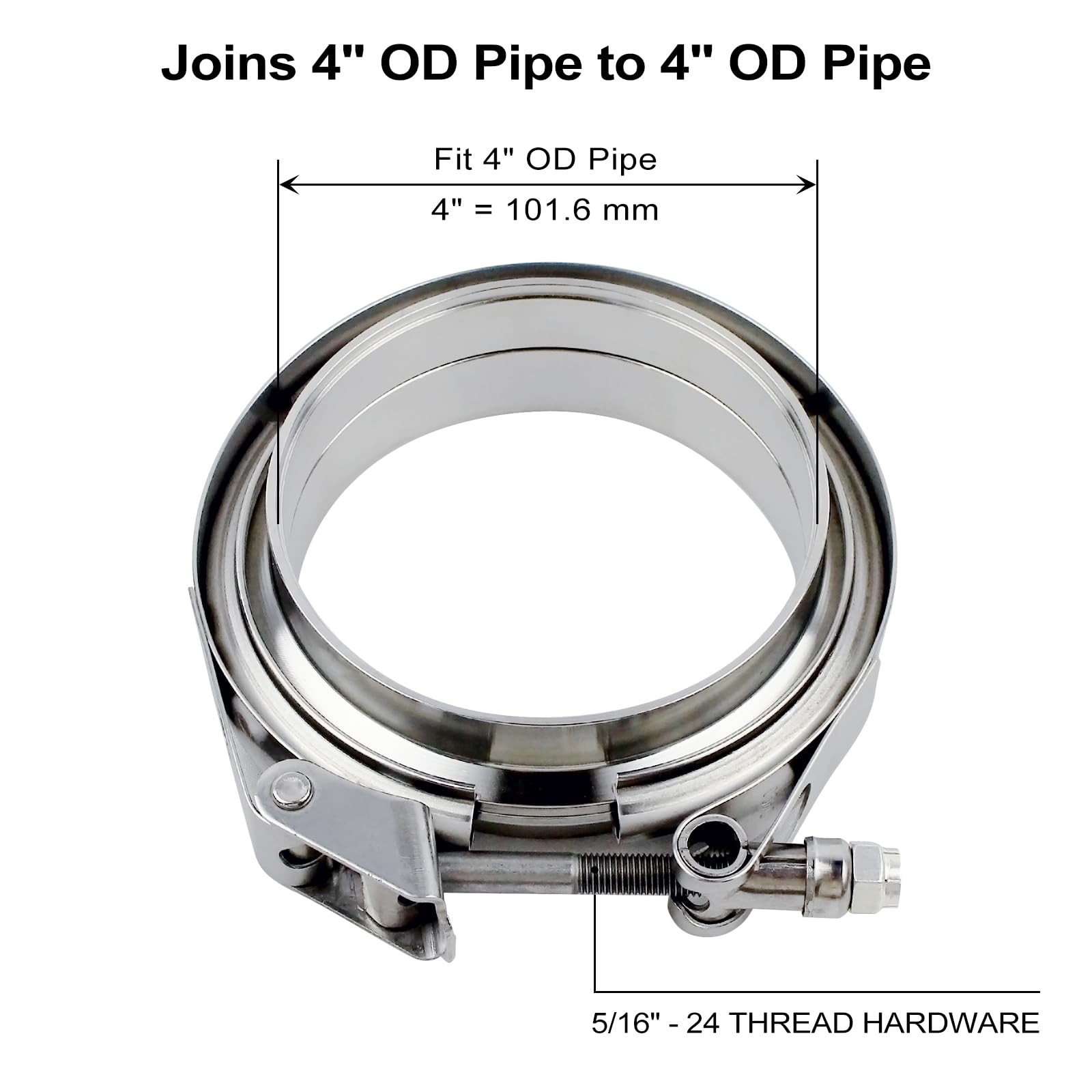 ROADFORMER 4 Inch V Band Clamp Kit with Male Female Flanges, 4 Pack Quick Rel…