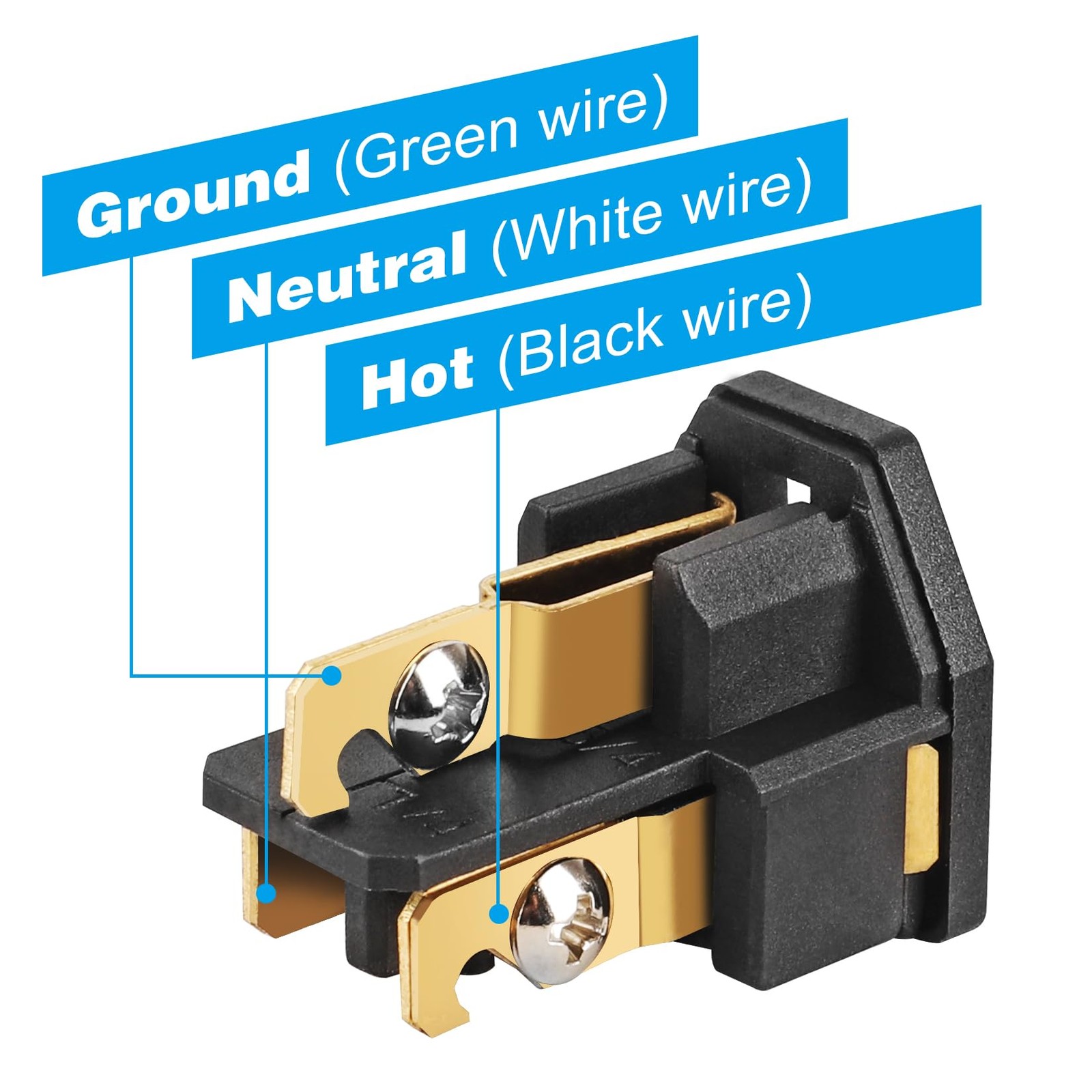 TENINYU 2-Pole, 3 Wire Grounding Plug Female Extension Cord Straight Blade Plug