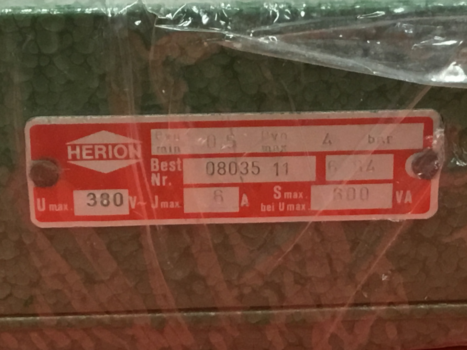 HERION – #08035 11 – Pressure Switch – NEW