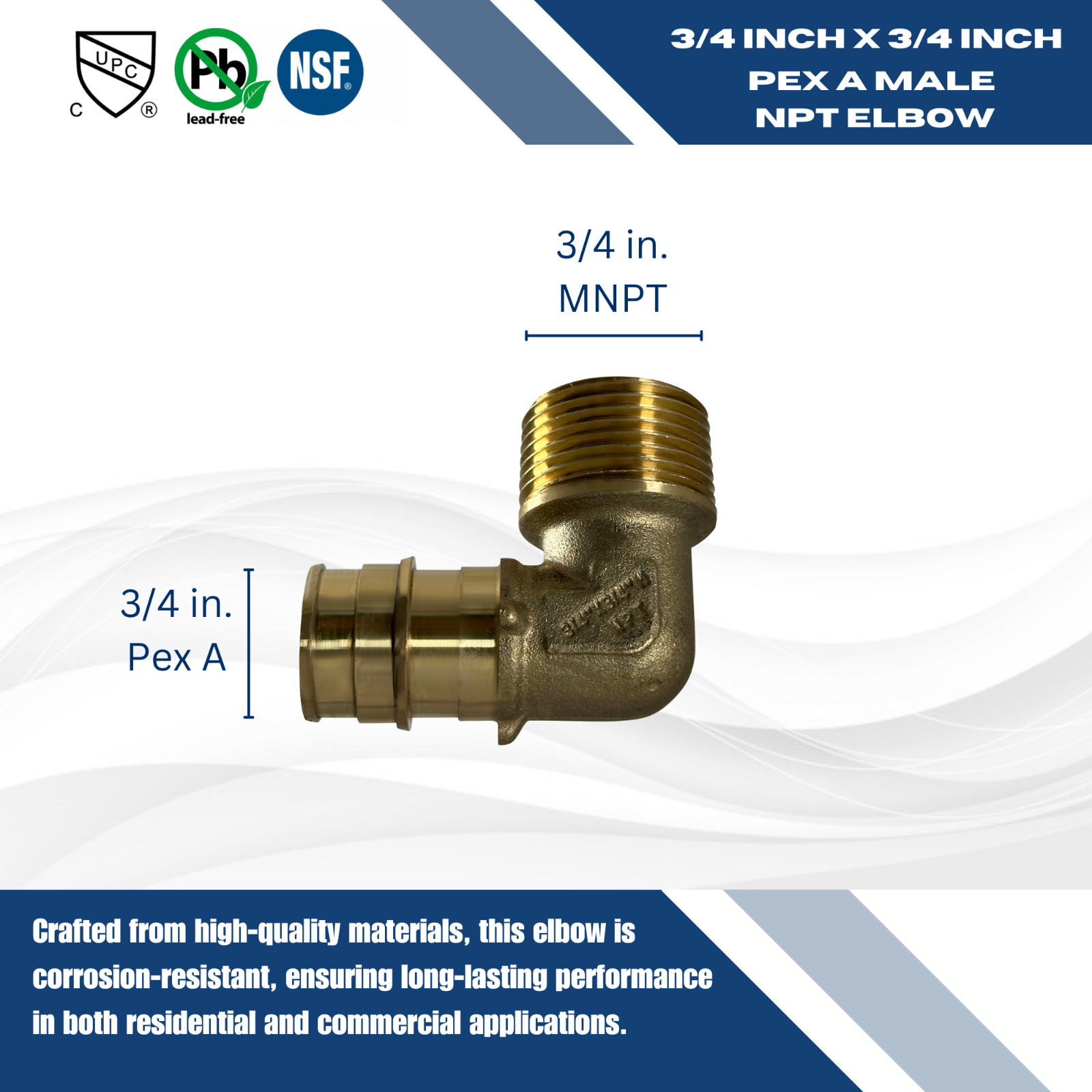 25 Pack XFITTING 3/4″ Pex A x 3/4″ Male Elbow, Expansion MNPT Elbow, Lead Free