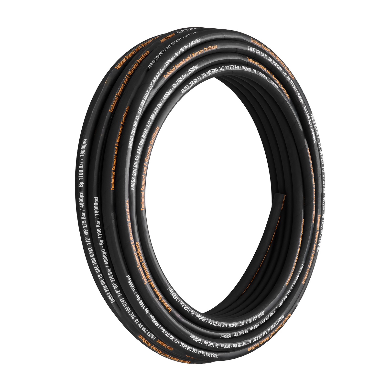 Uimoso 1/2″ Hydraulic Hose, 100 ft, R2 Steel Wire, 4000 PSI Working Pressure