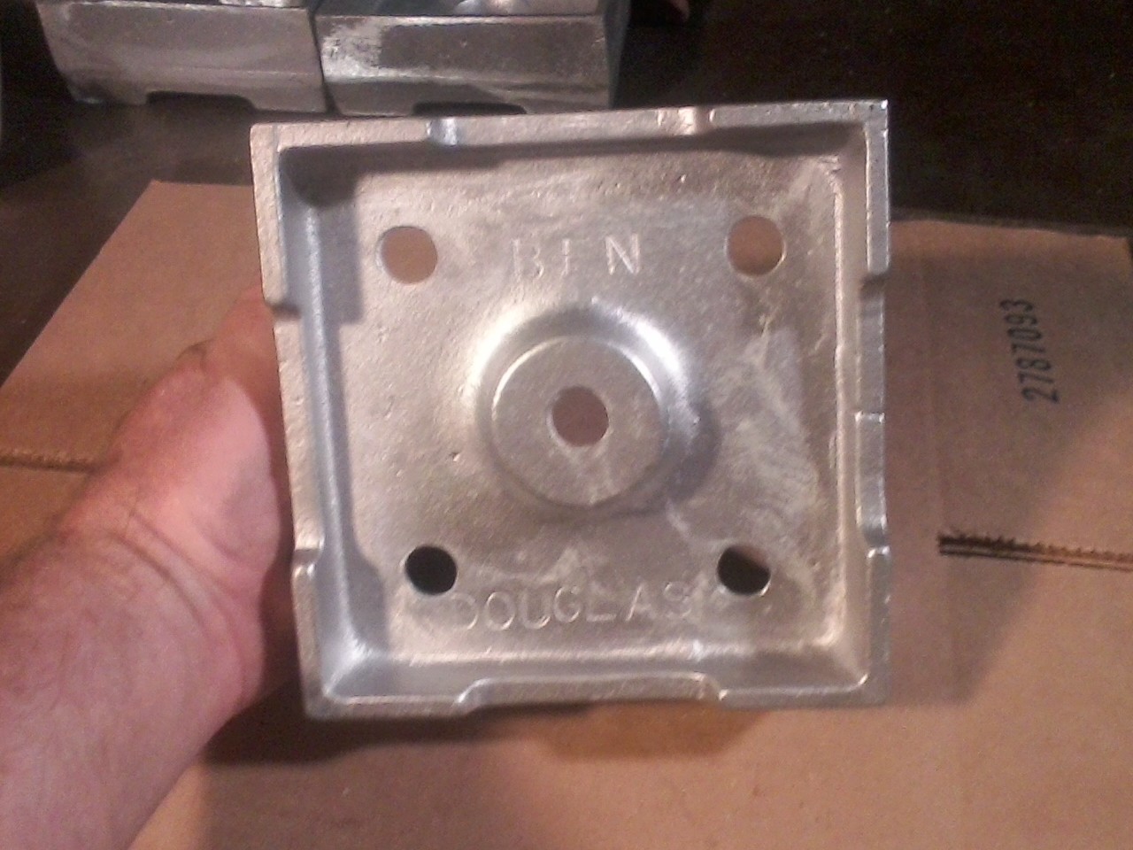 Post Base, Anchored, 6×6,Heavy Cast Aluminum, Mill, MADE IN USA