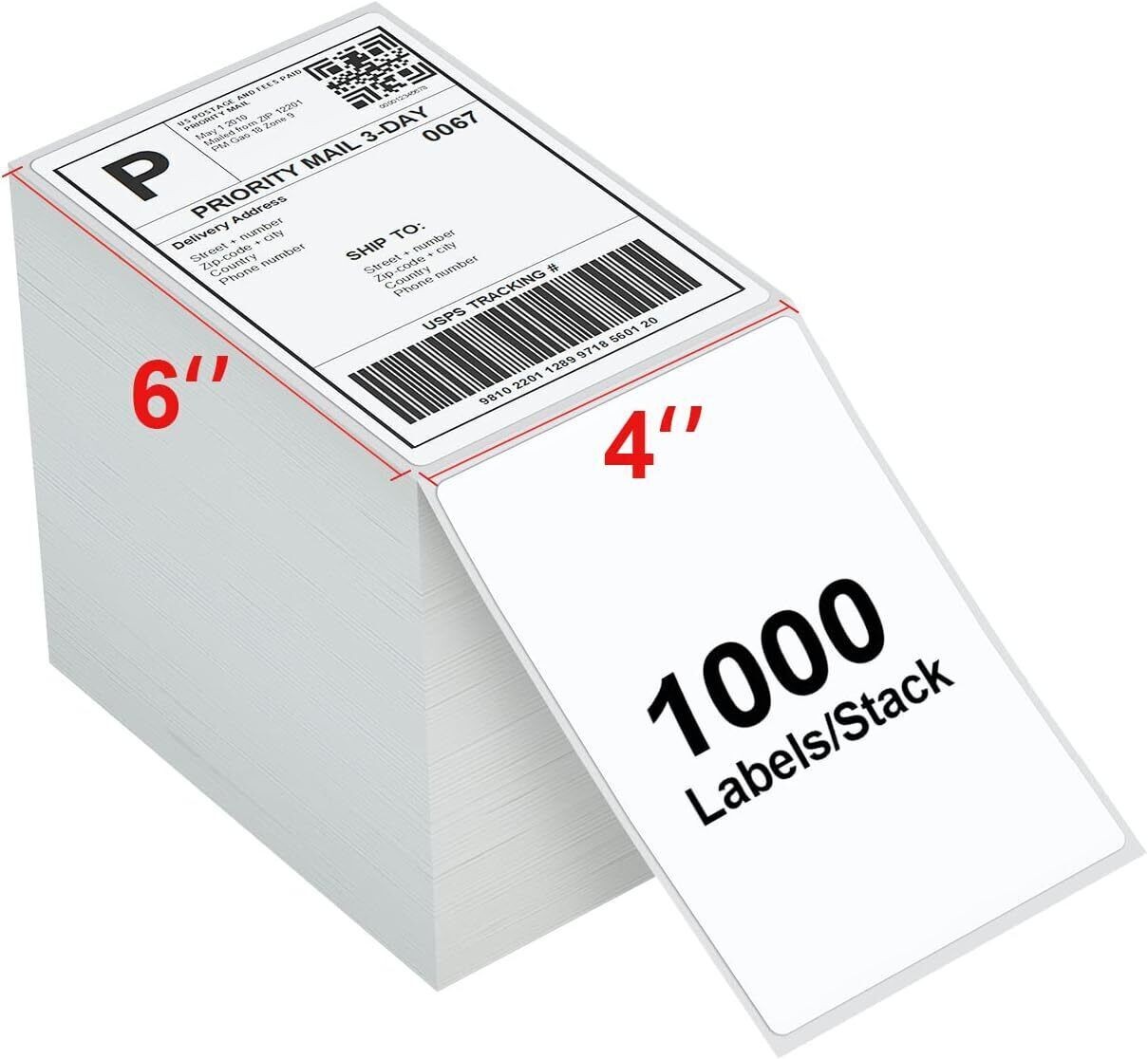 4″x6″ Fanfold Direct Thermal Shipping Labels for Zebra and Rollo Printers US
