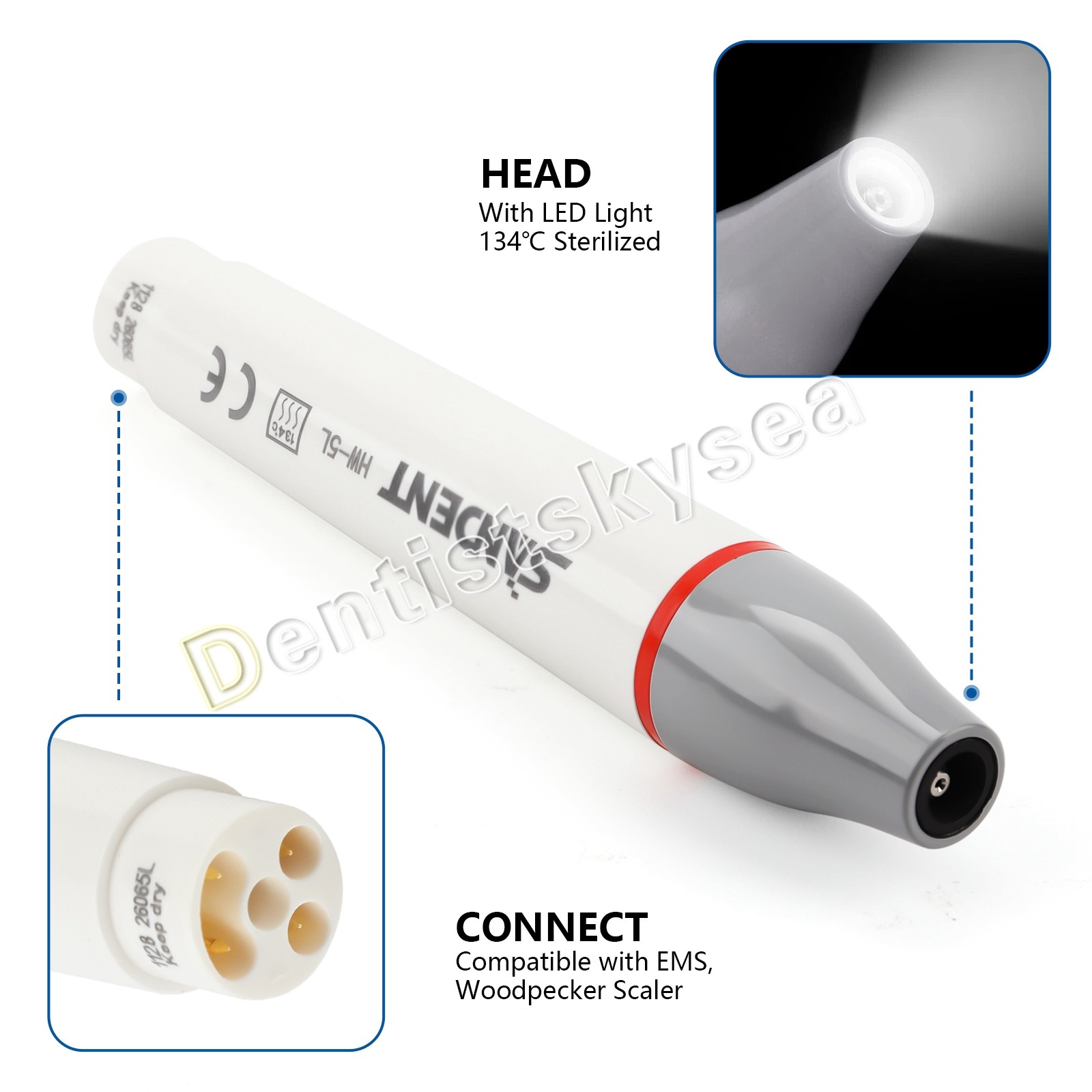 HW-6L Dental Ultrasonic Scaler Handpiece with LED Fit EMS SKYSEA SATELEC NSK