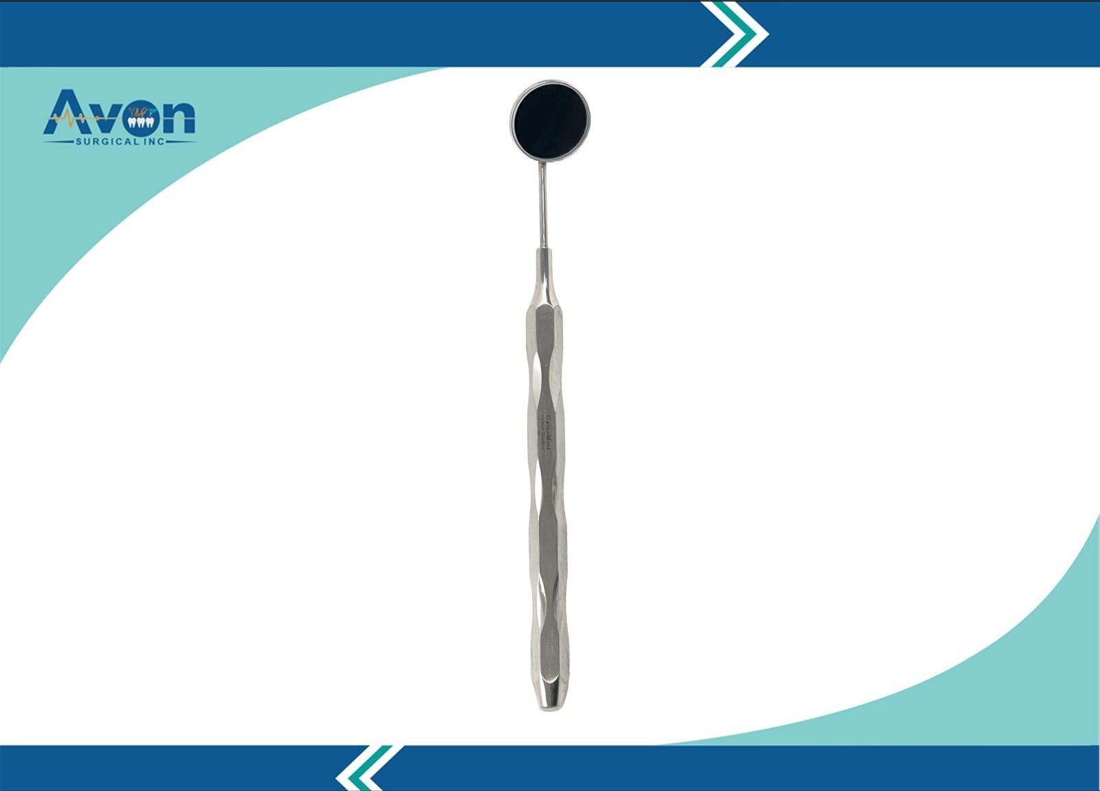 2 Pack Dental Examination Mouth Mirror #5, Blue Titanium & Silver Hollow Handle