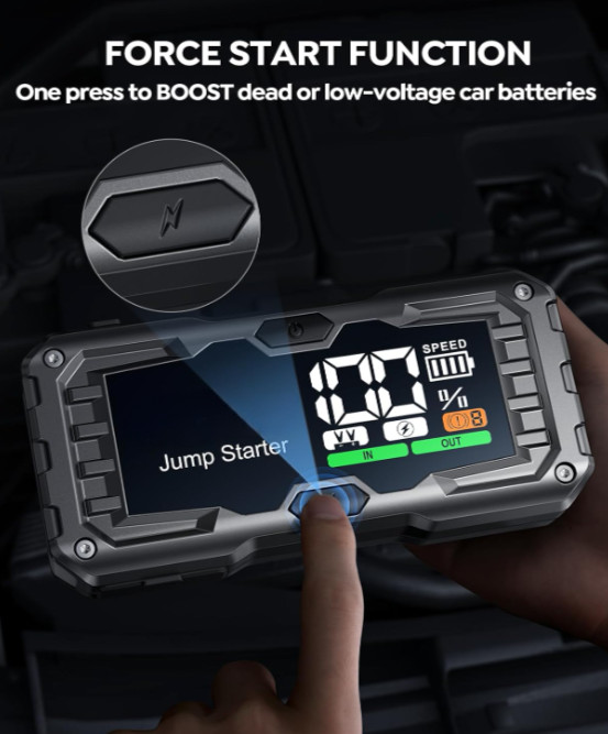 Arrancador de Batería 6000A 12V Portátil para 10.0L Gas 9.0L Diésel con Luz 4 Mo