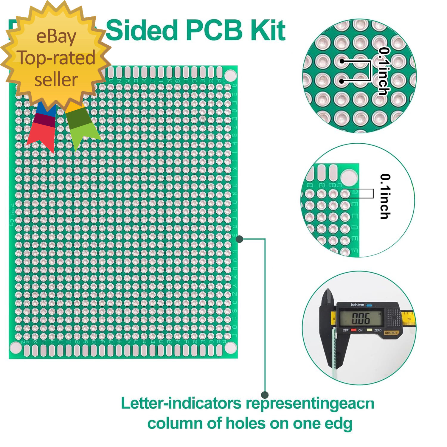 32 Pcs PCB Board Green Circuit Board with 5 Sizes Compatible Double Sided PCb