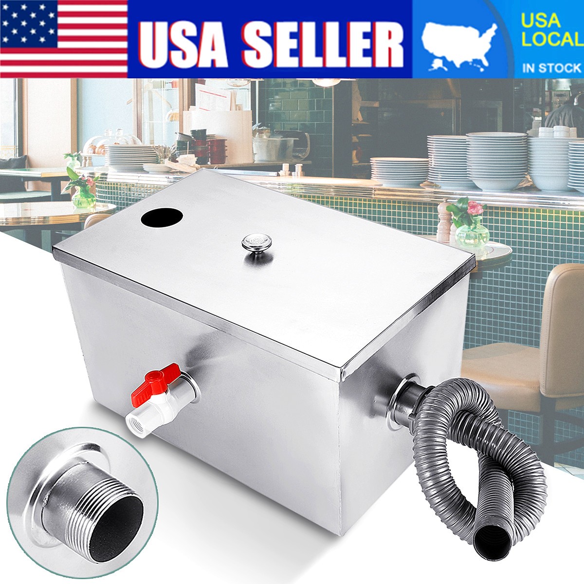 Commercial Grease Interceptor Grease Trap 8LB 5GPM Stainless Steel Interceptor