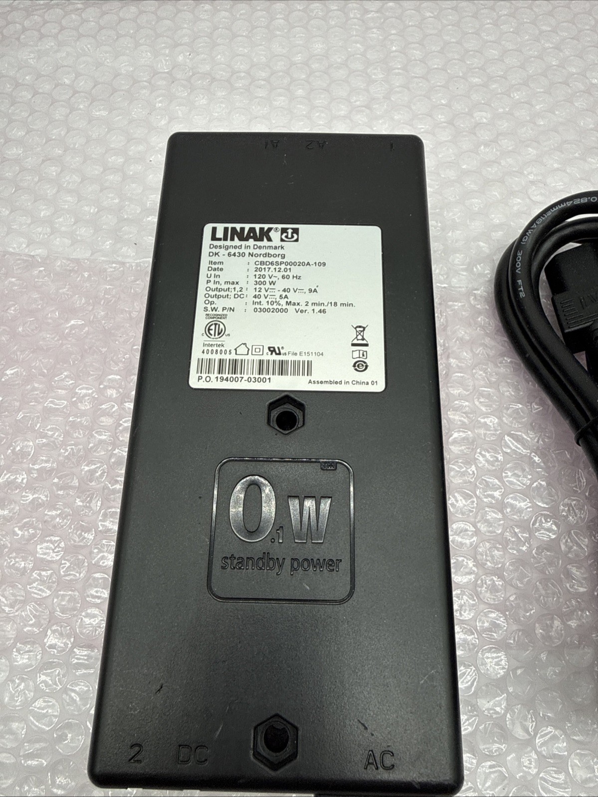 Linak CBD6SP00020A-109 Actuator Control Box 120V with Power Cord Used