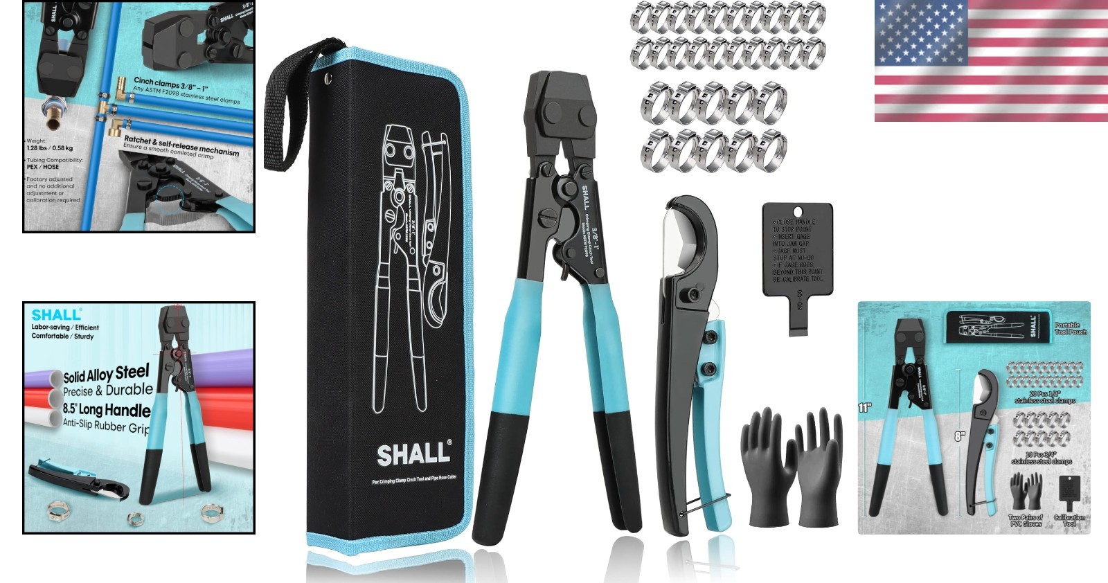 Complete Pex Crimping Tool Kit with Hose Cutter & Clamps – ASTM F2098 Compliant