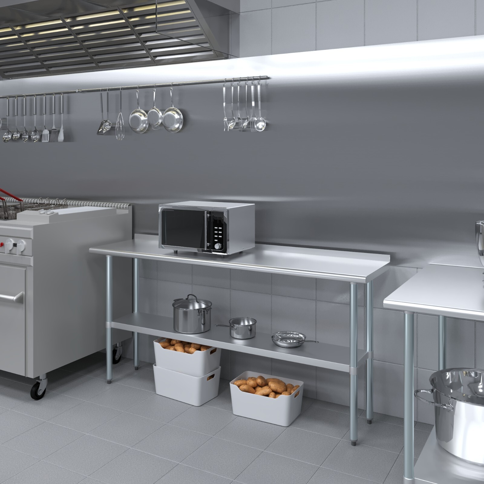 18 in. x 72 in. Stainless Steel Work Table with 1.5 in. Backsplash