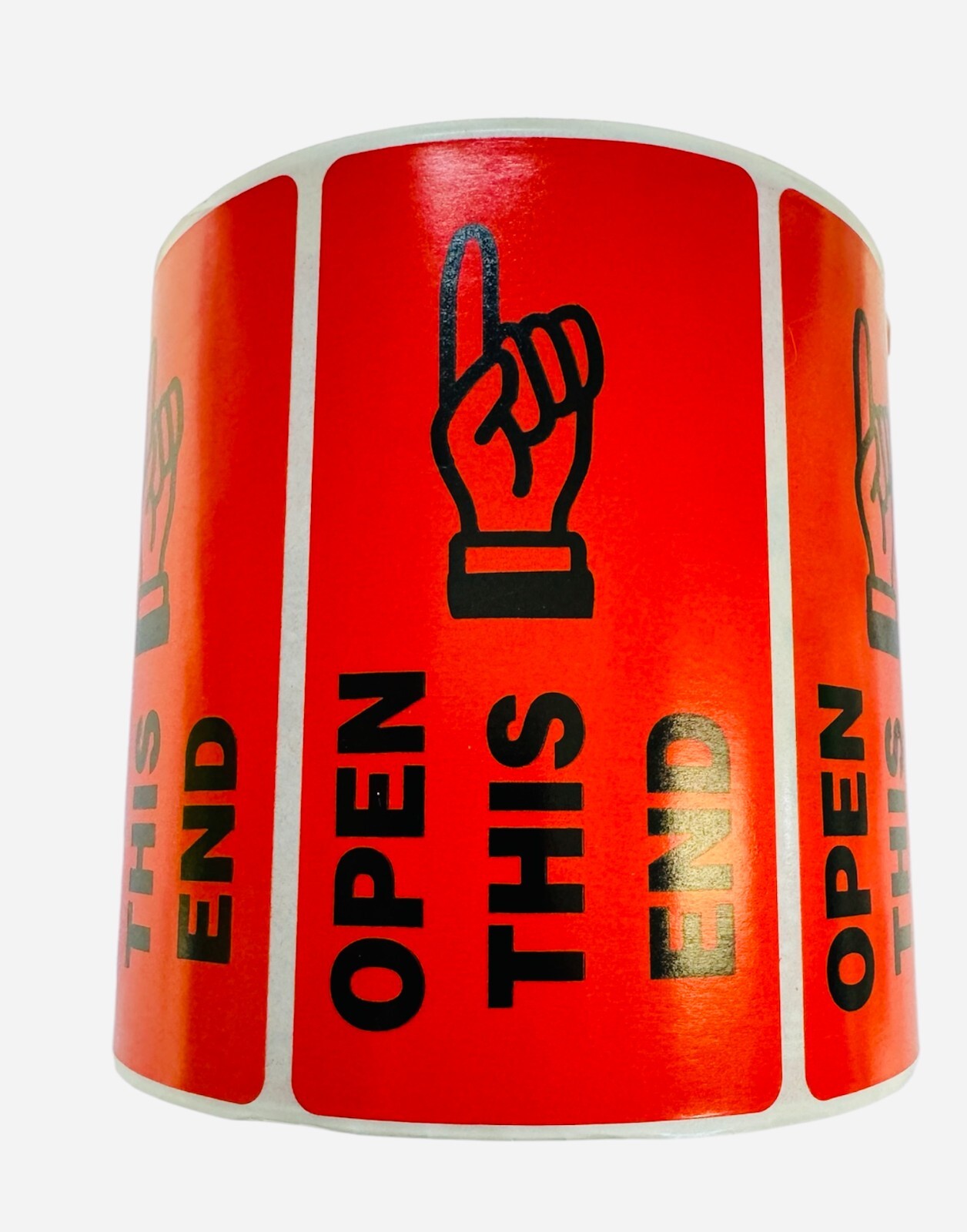 4×2 Open This End Caution Direction Finger Pointing Shipping Labels Stickers 300