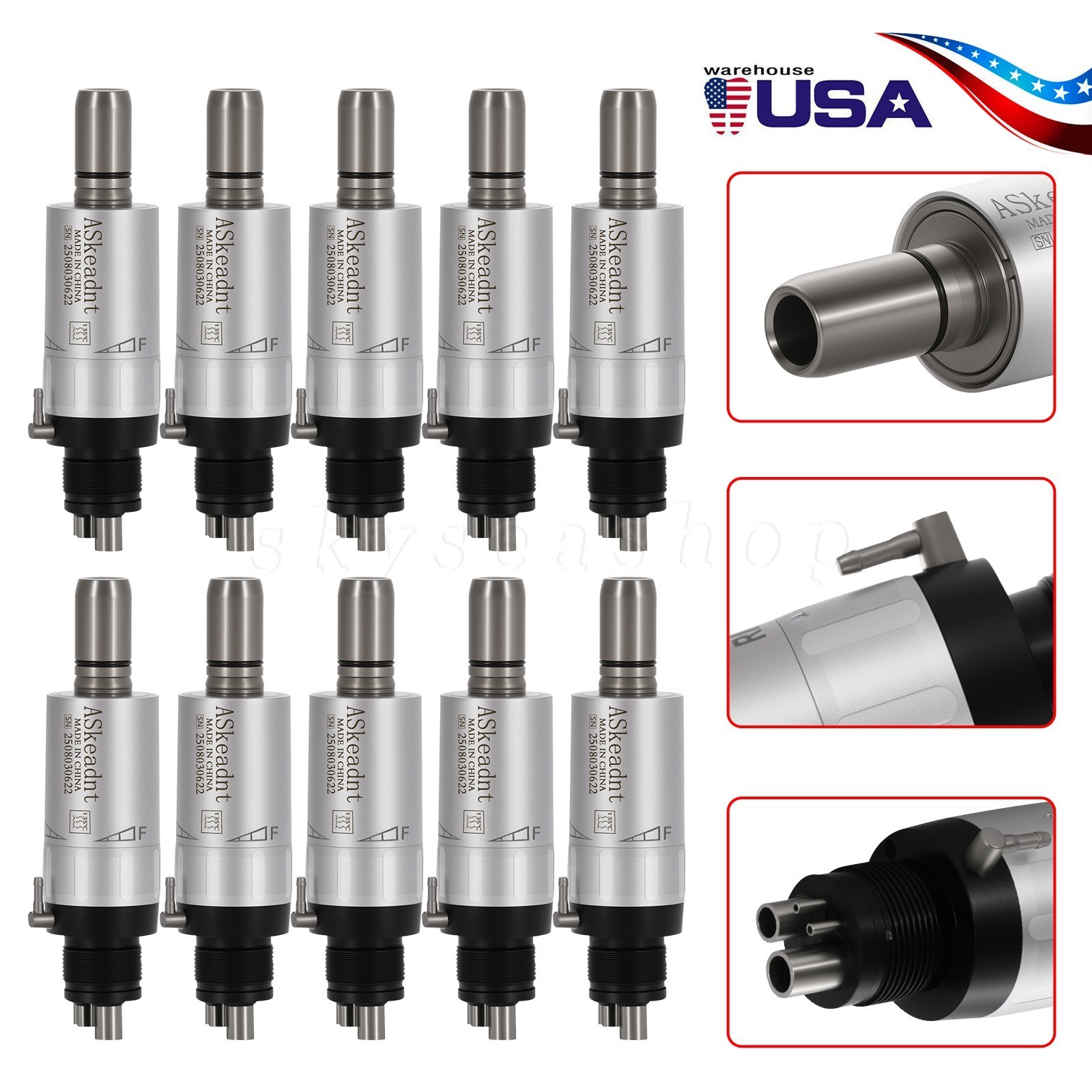 ASkeadnt Dental slow low Speed Handpiece Air Motor 4 Holes E-Type Connector FX
