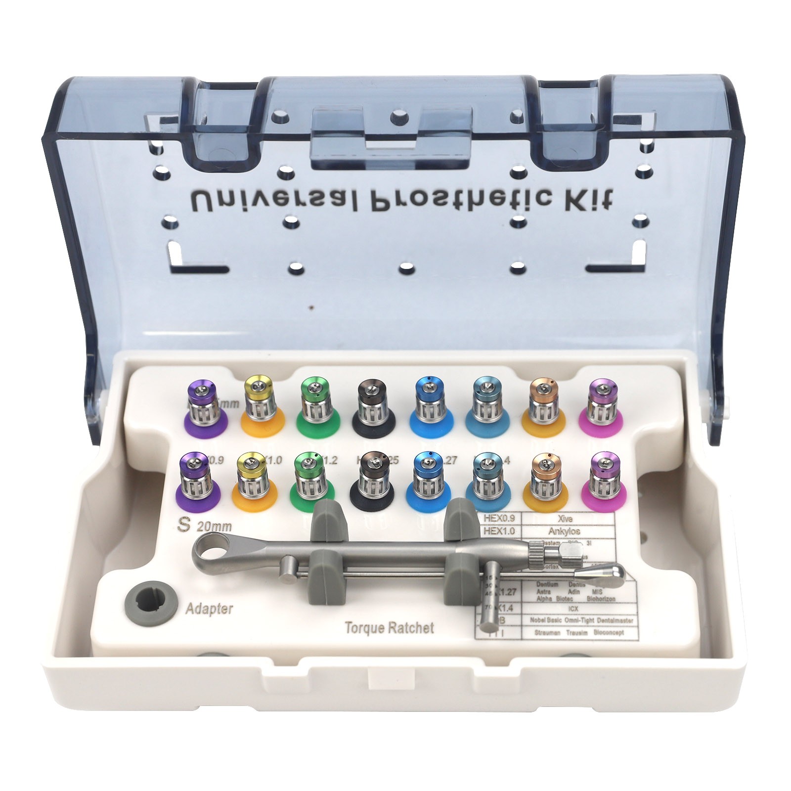 Universal Dental Implant Torque Wrench Set Fully Autoclavable 16pcs Screwdrivers