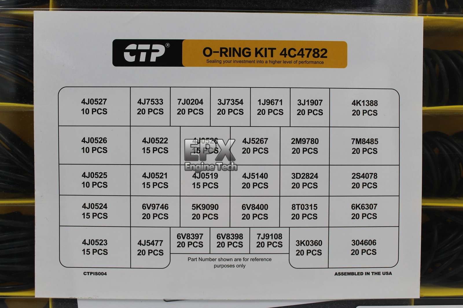 4C-4782 4C4782 580PCS O-Ring Nitrile Kit Box For Caterpillar Excavator