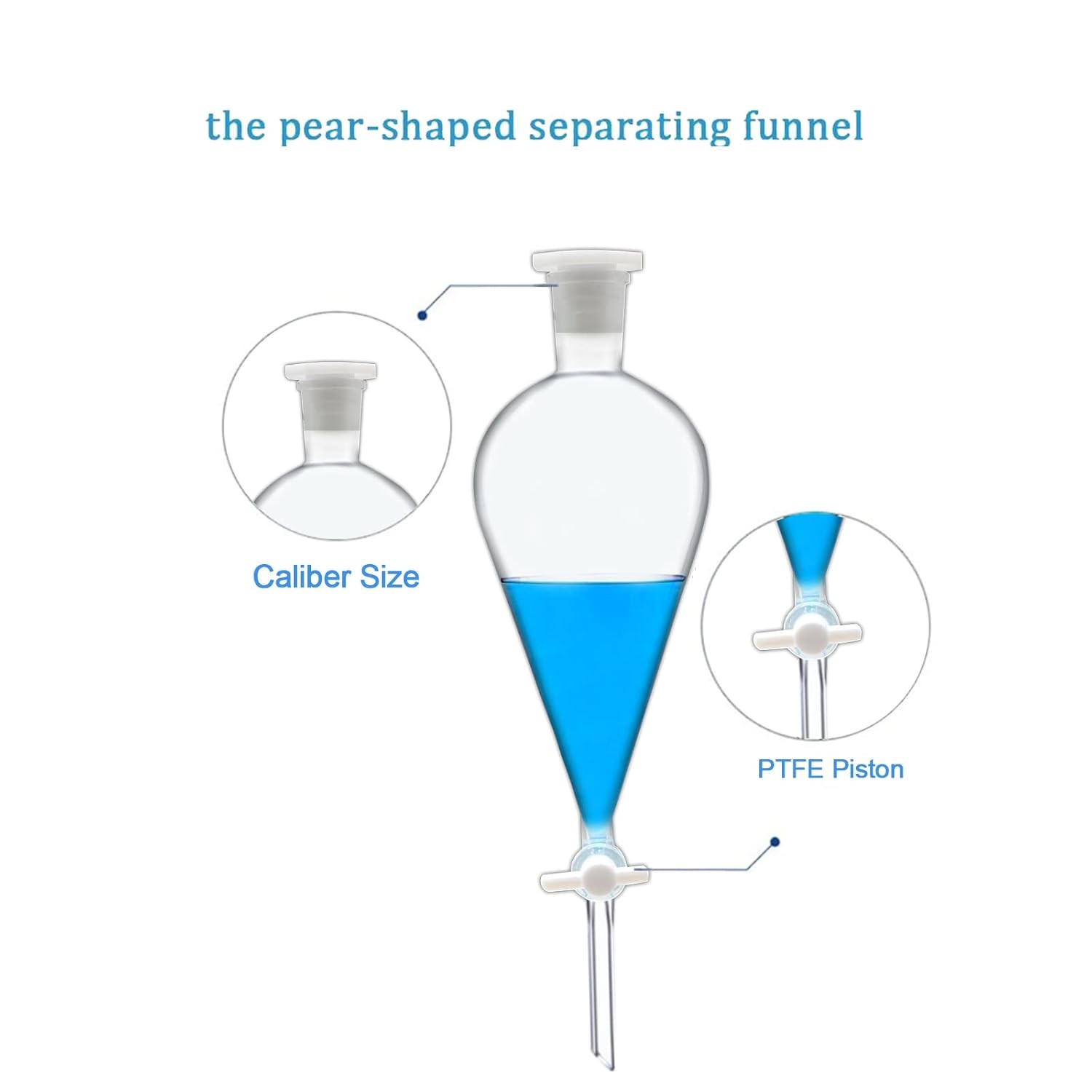 Borosilicate Glass 250ML Separating Funnel Heavy Wall Conical Separatory Funnel