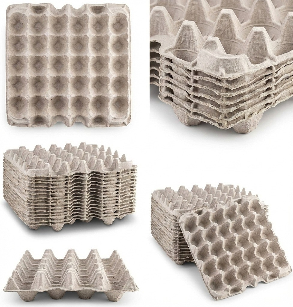 Elifsue Pulp Flat Egg Cartons | Stores 30 Large to Small Eggs – Pack of 15