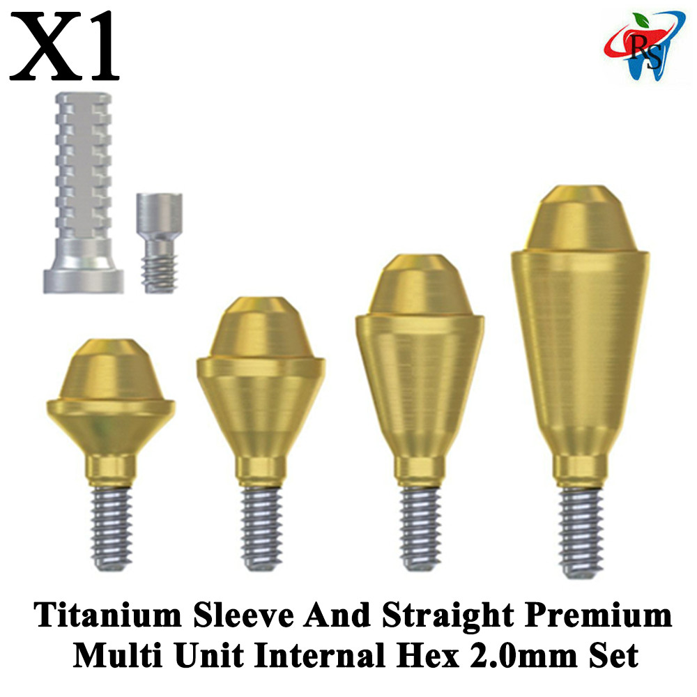 1x Set Straight Multi-Unit 1.6 Slim NP Int Hex 2.0mm + Titanium Sleeve Fixture