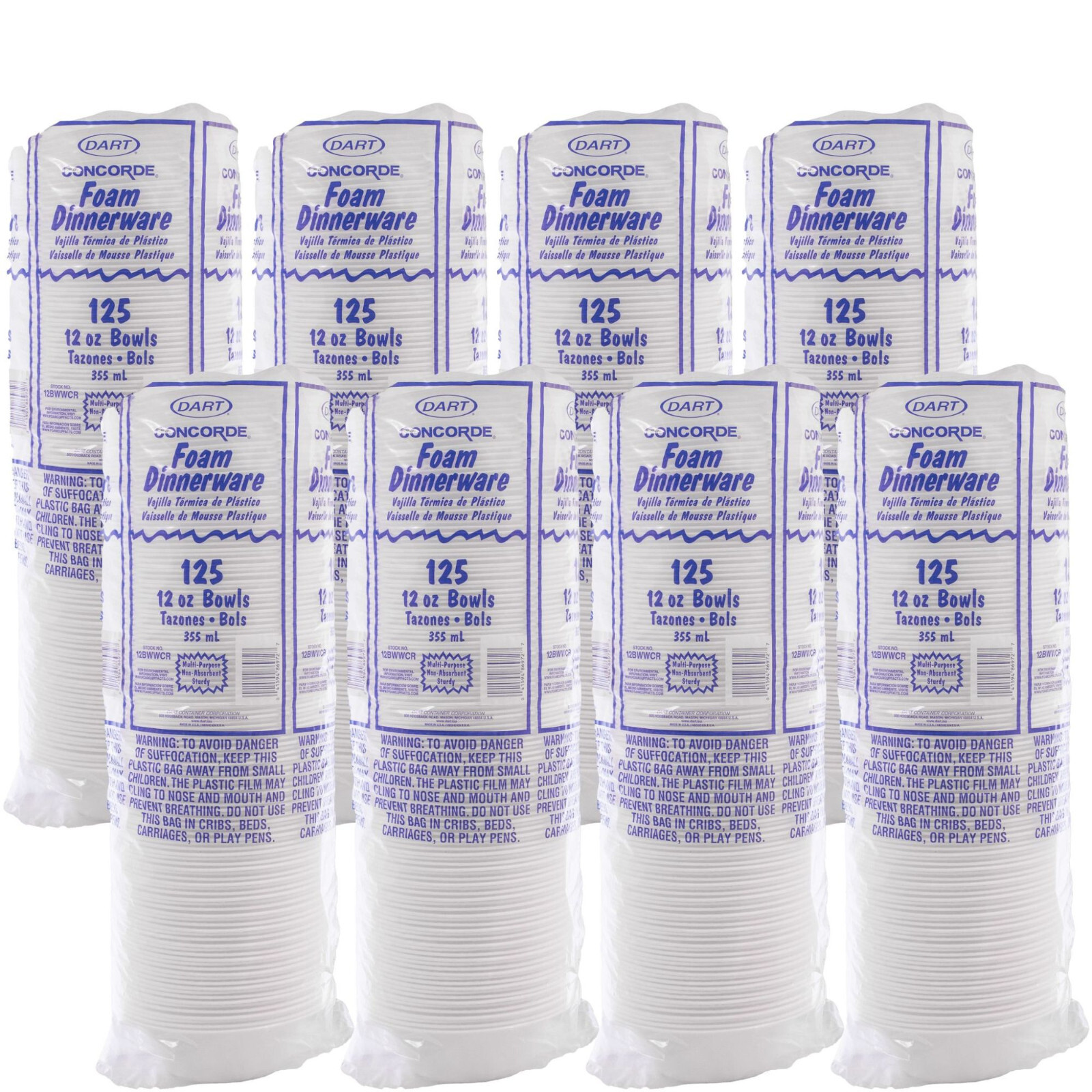 Dart 12BWWCR 12 oz Foam Bowls – Laminated, Soak/Cut Resistant – 1,000 Ct Bulk