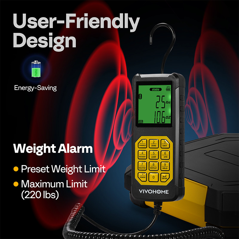 220LB Electronic Refrigerant Charging Scale HVAC Freon Scale w/ Auto Valve