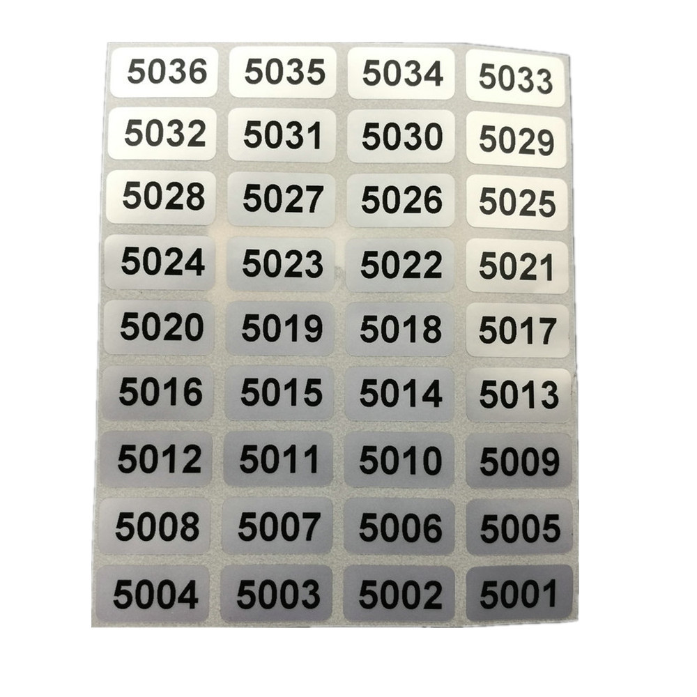 Consecutive Sequential Numbering Stickers 001 to 10000, Black on Silver Labels