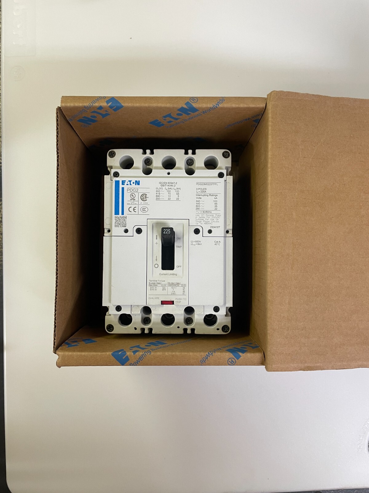 Eaton 3-pole 225a PDG223M0225TFFL New Open Box “take Outs”