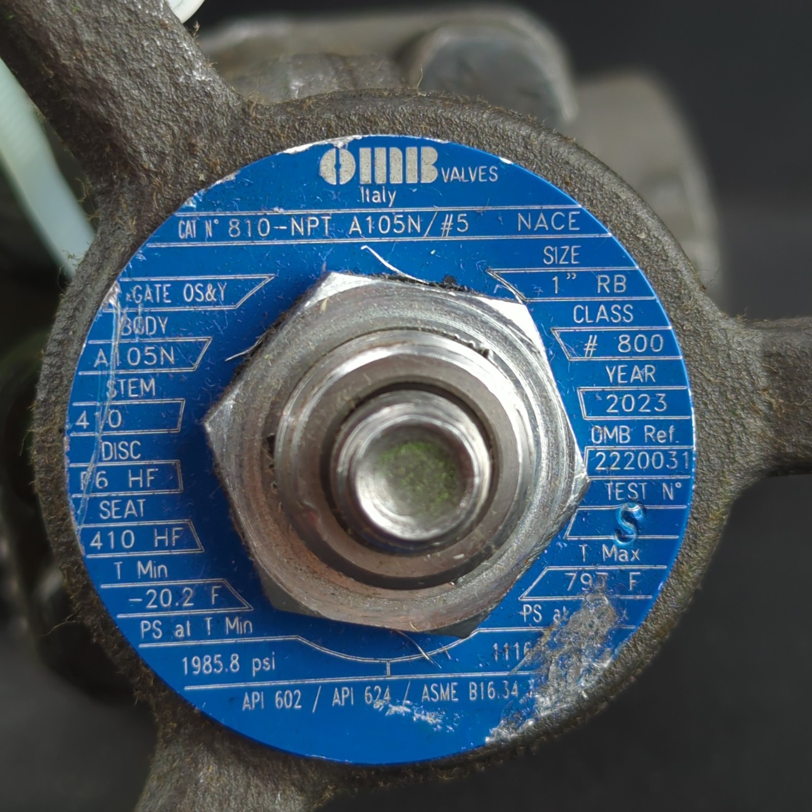 OMB 810-NPT Gate Valve, Forged Steel 1″ RB, CL #800, A105N, LOW-E, Threaded NPT