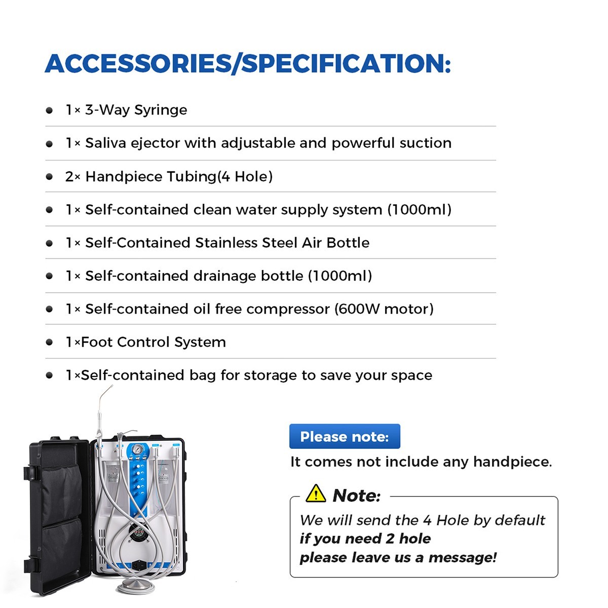 Dental Portable Delivery Unit Mobile System with Air Compressor Scaler/Tubing