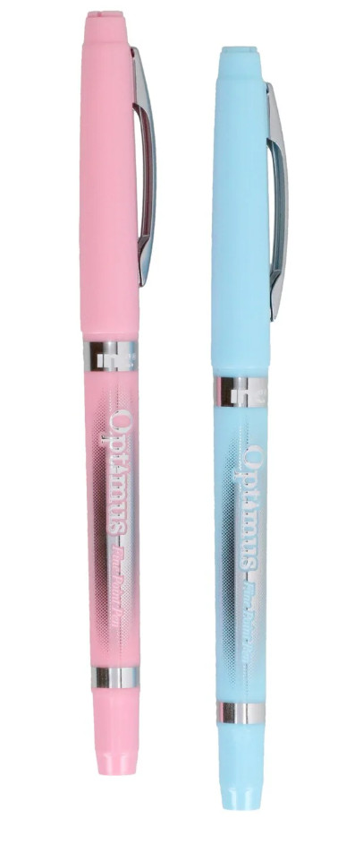 Inc Optimus Felt Tip Pens Fine Point 1 pack of 2 Pens ~ Light Pink & Light Blue