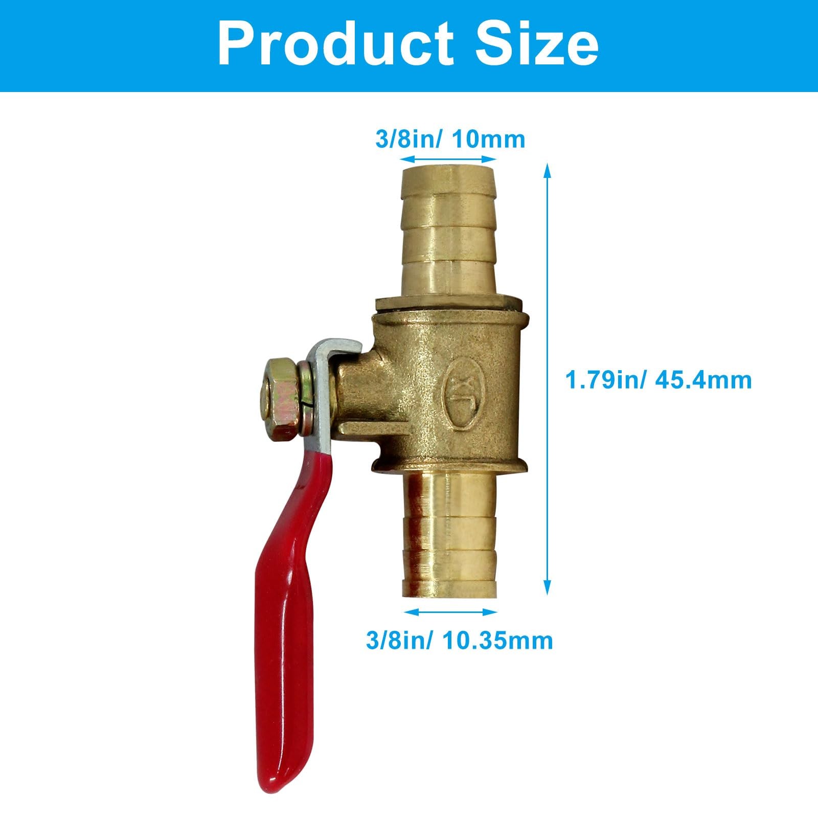 4 Pcs 3/8 Inch Hose Barb Ball Valve, Mini Brass Shut Off, Pipe Tubing Fitting ..