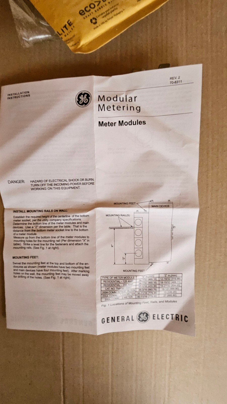 GE General Electric TMPU8R Meter MOD III Module Main Pull Box 800 Amp 1 Phase