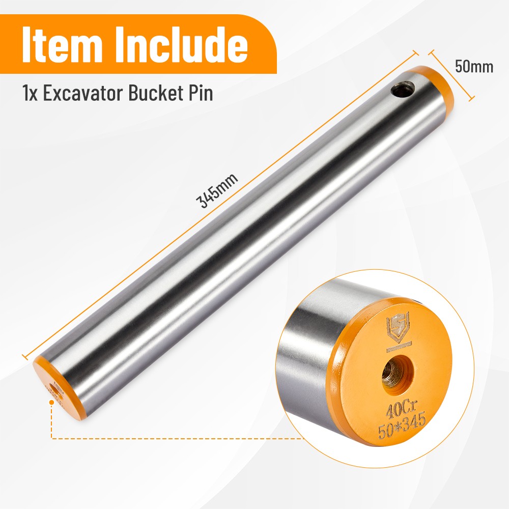 50mm x 345mm Excavator Bucket Pin for CAT Komatsu Hitachi Bucket Linkage Systems