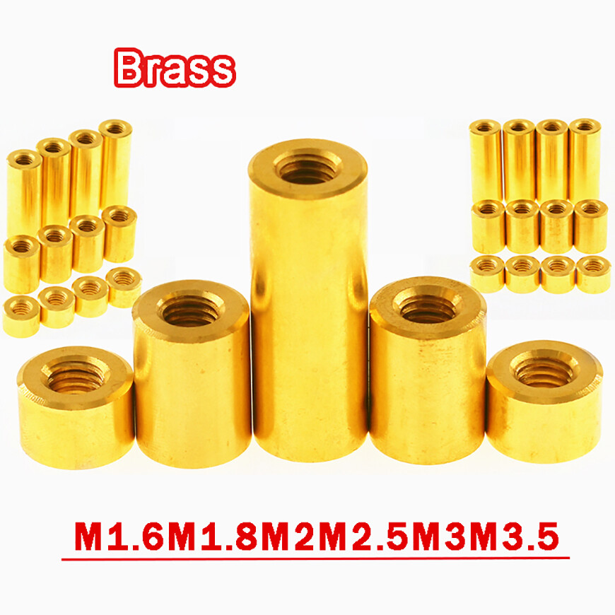 Threaded Sleeve Stud Round Connector Nut Brass Long Nuts M1.6M1.8M2M2.5M3M3.5