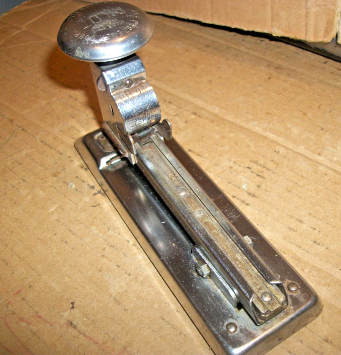 Vintage Ace Pilot Stapler #402 Heavy-Duty Stapler (Chrome) Metal-USA