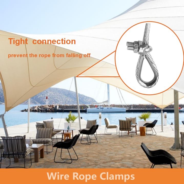Lyrlidr 8 Pcs M5 Wire Rope Clamps Cable 4 3/16″ Thimble…