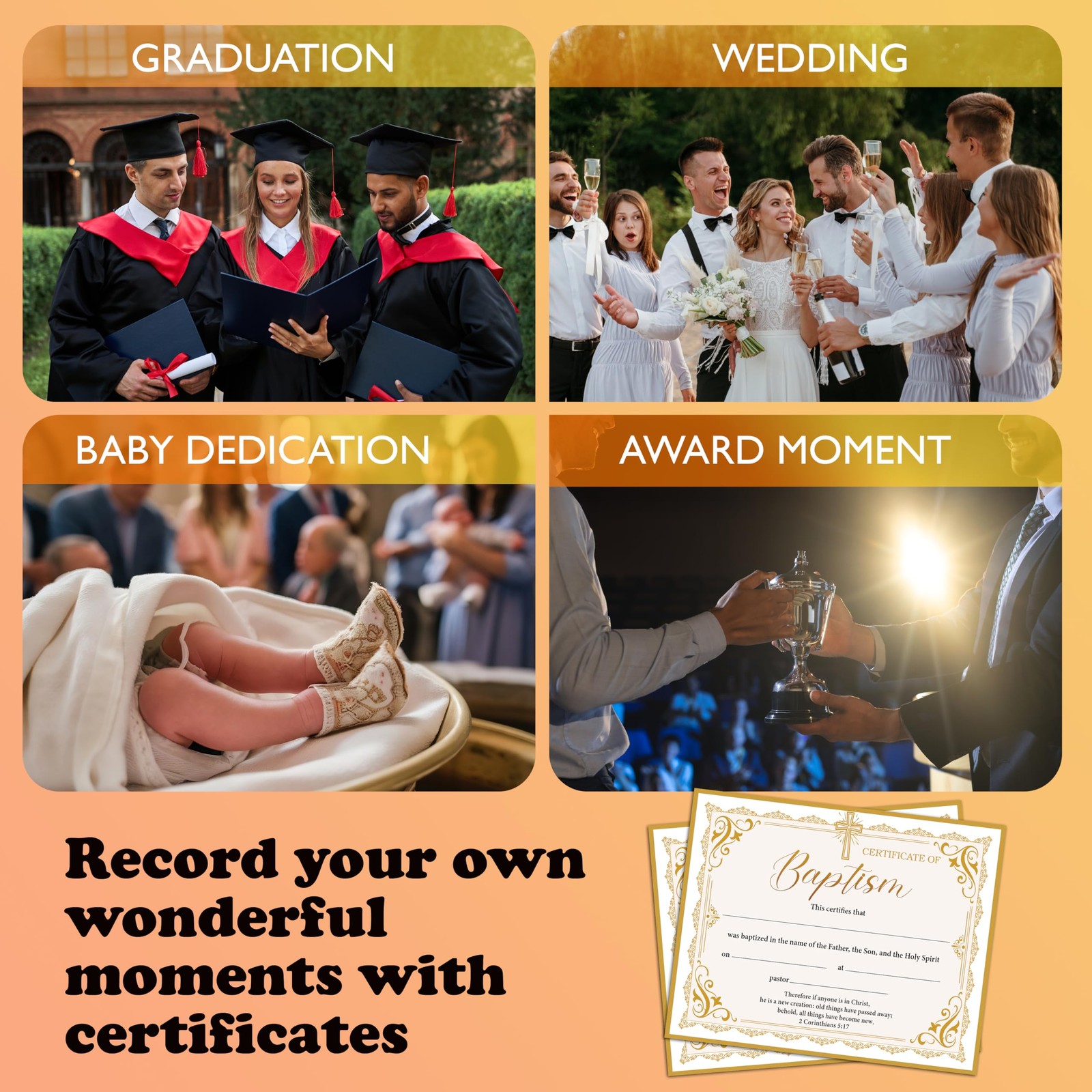 Baptism Certificates for Church – 8 x 10 Inches Blank Baby Dedication Award, …