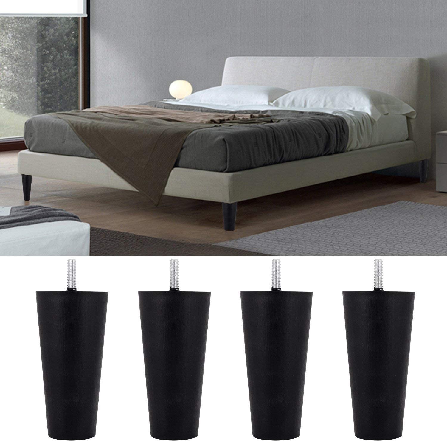 Plastic 4.6 inch Sofa Legs, 4 Pack Tapered Sofa/Couch/Chair Legs with M8 Thre…