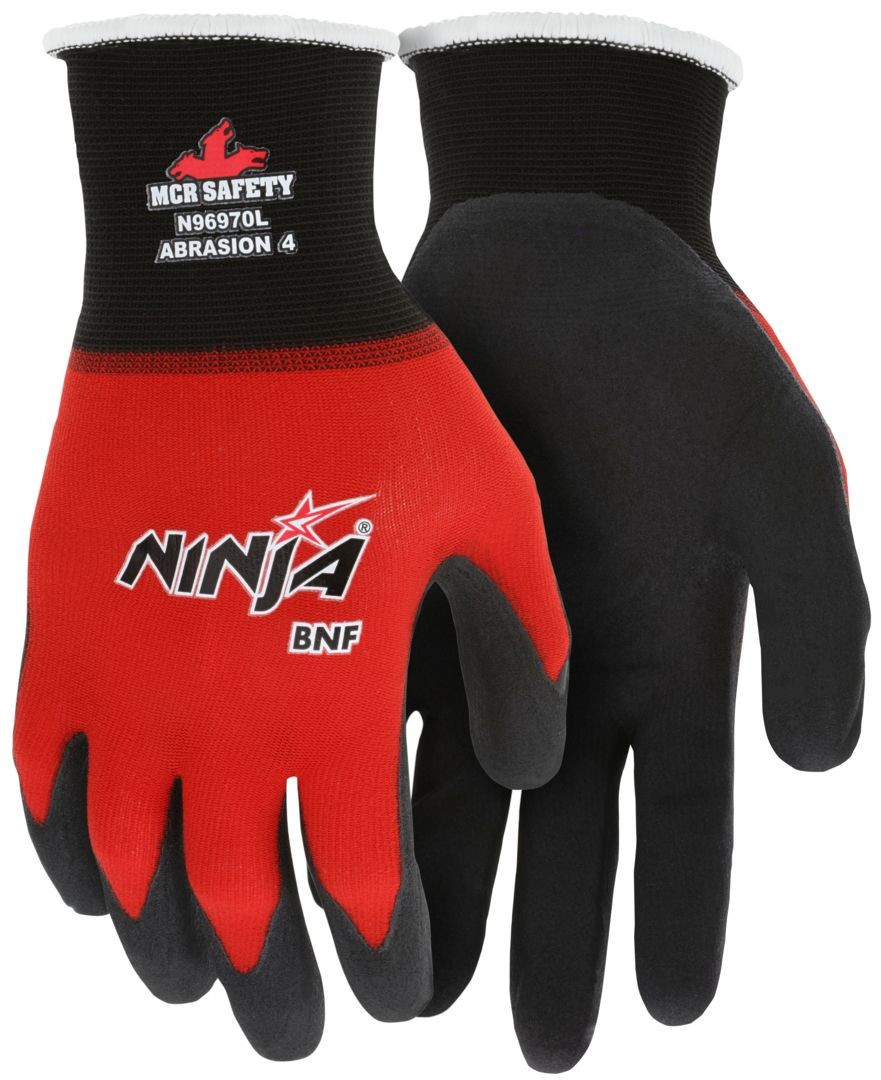 Ninja BNF Work Gloves, 18 Gauge, Nitrile Foam Coated Palm & Fingertips, N96970
