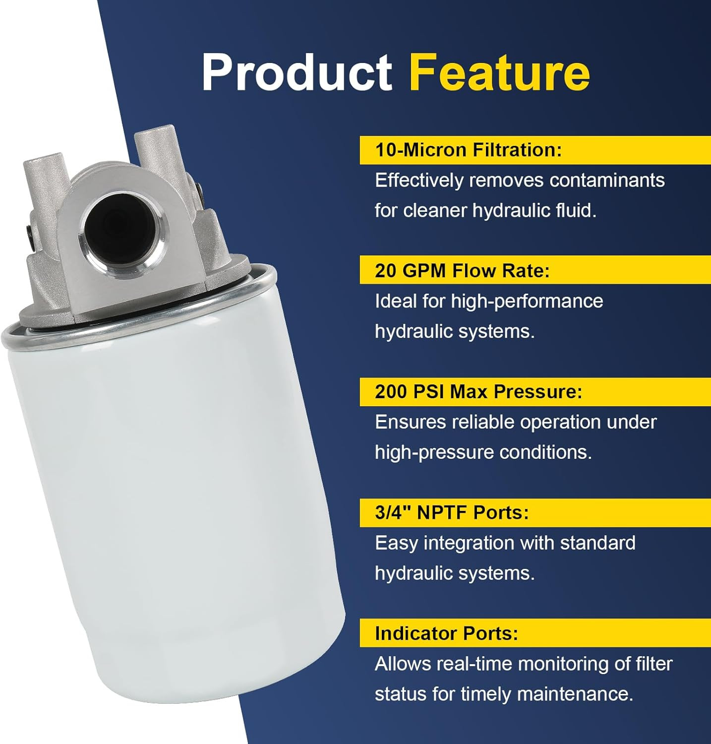 10 Micron Hydraulic Oil Filter Assembly Spin-On Design Return Line Filter with I