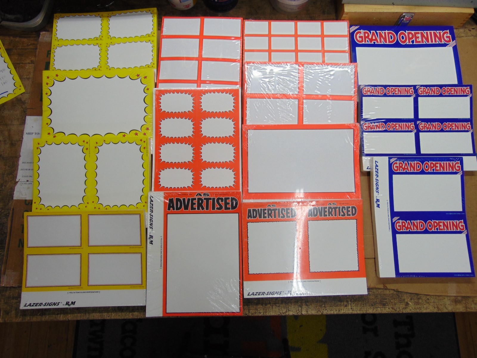 200 – 5.5″ x 7″ Yellow Border Business Retail Sale Sign Cards, Printable!