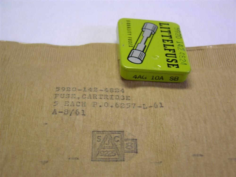 5 Military Littelfuse 4AG 413 10A 32V Slo Blo Cartridge Fuses 9/32 x 1 1/4″